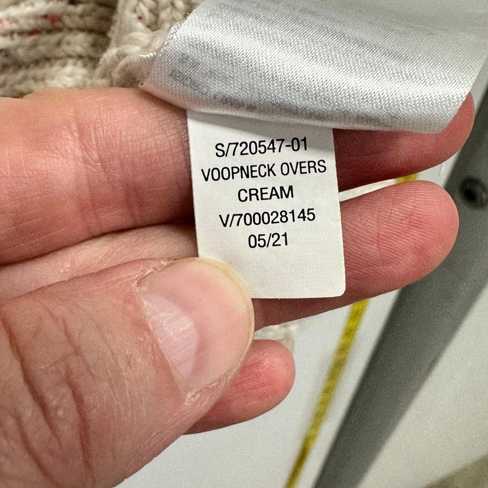 Old Navy Women's Sz S Tunic Sweater Cream Confetti Knit Oversized V-Neck Boho - Picture 7 of 7